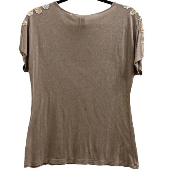 Kische Sequined Shortsleeved Top Beige Retro Gatsby Flapper Blouse 2010s Small S - Picture 2 of 7